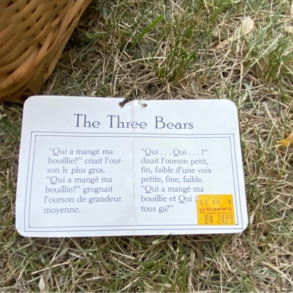 Vintage Dakin The Three Bears Teddy Bear plush set Mohair comes with basket - Picture 6 of 7